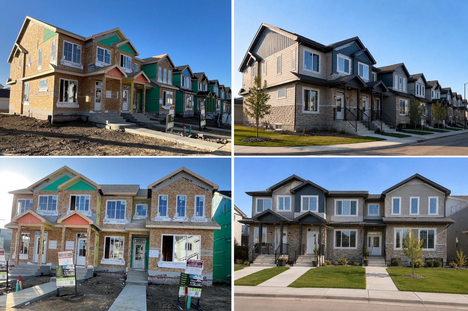 A row of multiplex units under construction in Edmonton